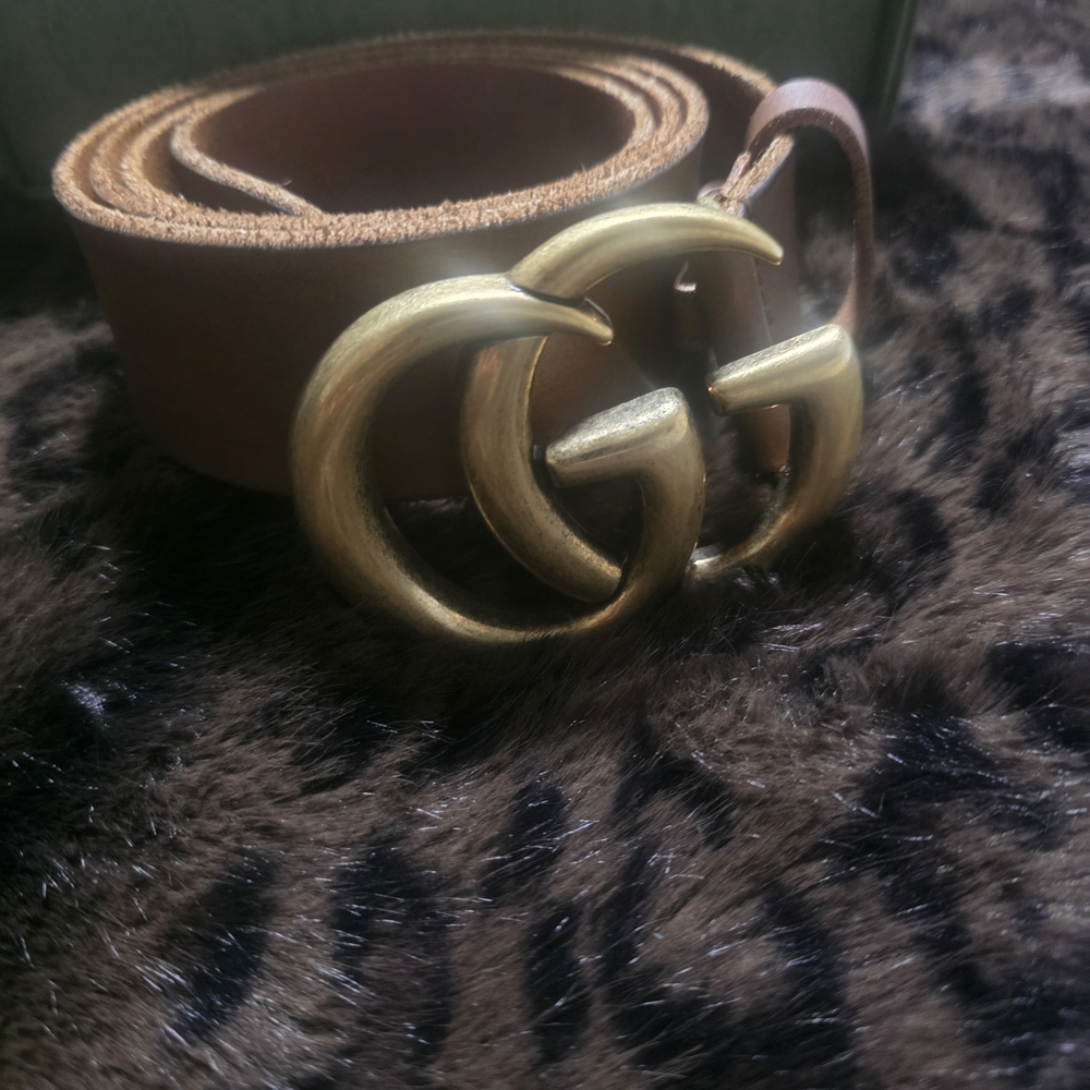 Gucci Brown Belt with Gold GG Buckle
